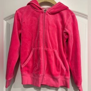 Juicy Couture Girls Velour Track Jacket Pink Dog Glitter Zip Front Y2K Sz 6